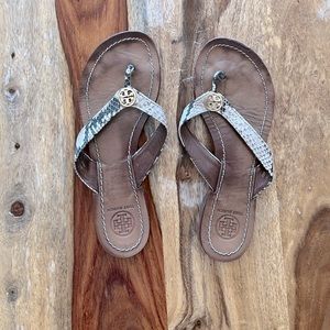 Tory Burch Snakeskin Slides - Size 6